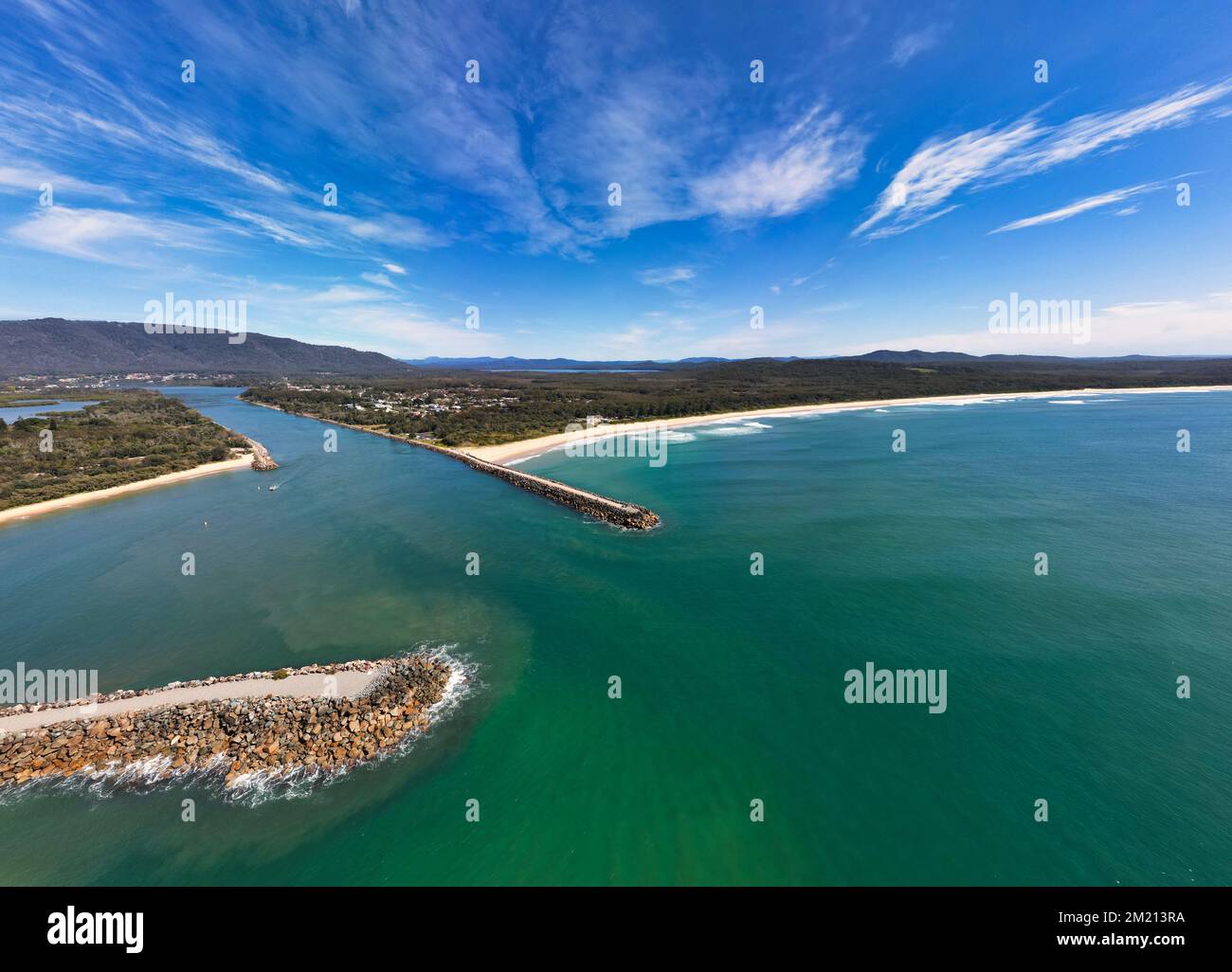 A bird's eye view of Camden Haven Inlet in New South Wales, Australia ...