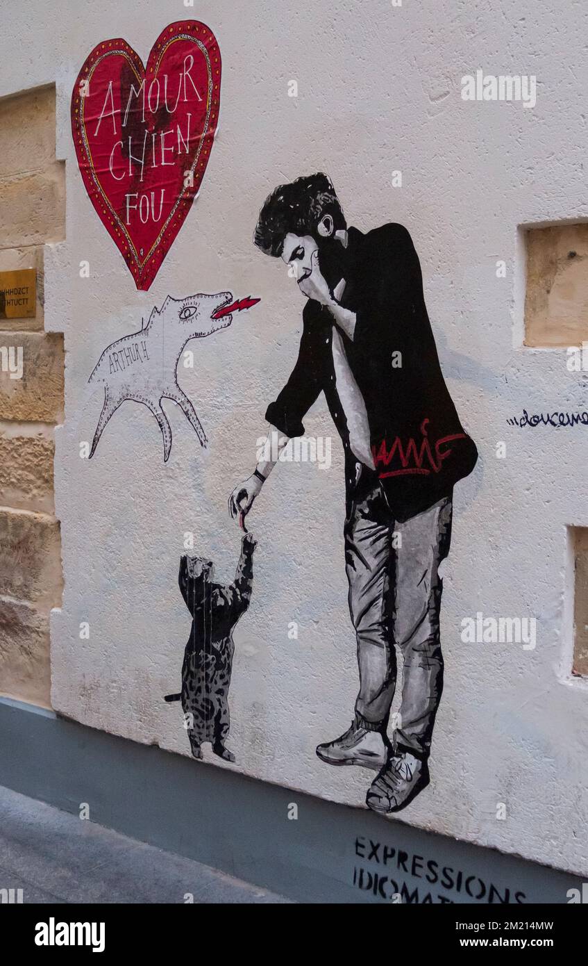 Street art in Paris in the Marais Stock Photo