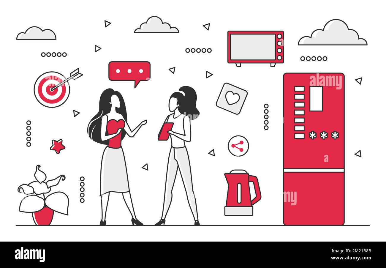 Home kitchen appliances. House electronic devices, kitchen fridge