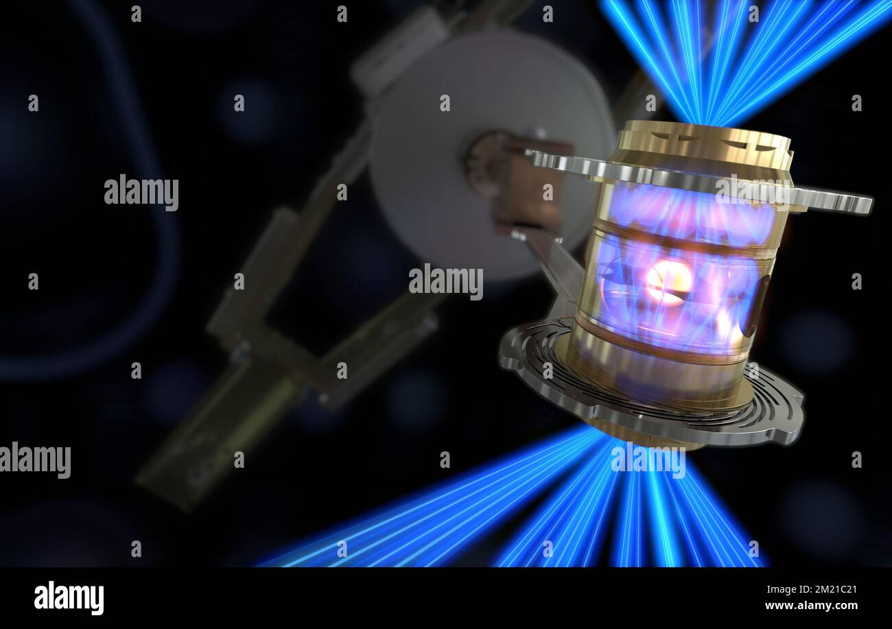 December 13, 2022, Livermore, California, USA: To create fusion ignition, the National Ignition Facilityâ€™s laser energy is converted into X-rays inside the hohlraum, which then compress a fuel capsule until it implodes, creating a high temperature, high pressure plasma. Scientists and officials with the Department of Energy on Tuesday announced a breakthrough in the creation of fusion energy at the Lawrence Livermore National Laboratory. A team at Lawrence Livermore National Ignition Facility (NIF) conducted the first controlled fusion experiment in history to reach this milestone, also know Stock Photo