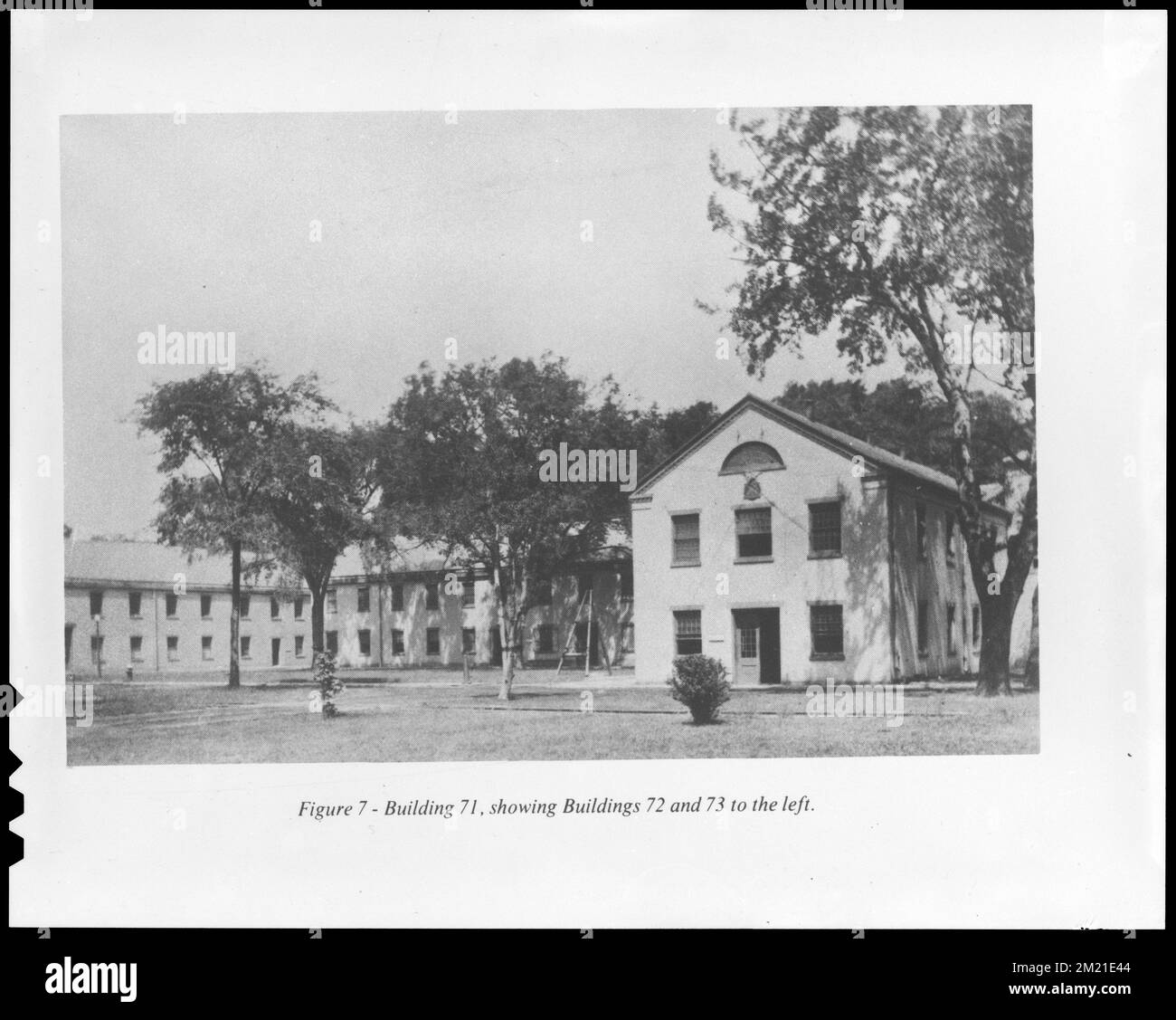 Building 71 showing buildings 72 and 73 to the left armories