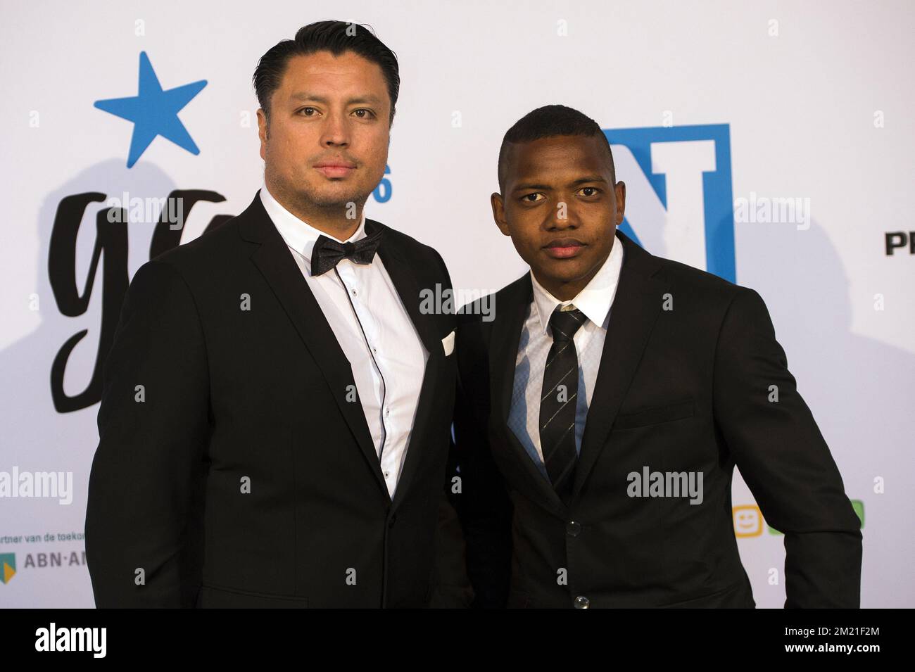 Leonardo and Club's Jose Izquierdo pictured during the first edition of the Professional Soccer Player of the Year 2016 gala evening, Monday 23 May 2016, in Gent.  Stock Photo