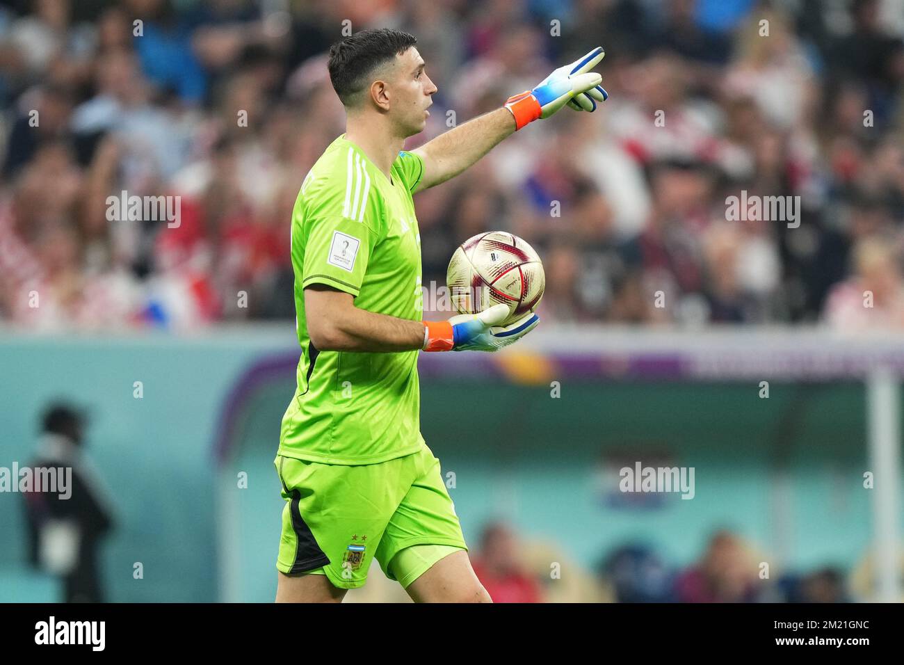 Lusail, Qatar. Dec 13, 2022, Emiliano Martinez of Argentina during the FIFA  World Cup Qatar 2022 match, Semi-final between Argentina and Croatia played  at Lusail Stadium on Dec 13, 2022 in Lusail