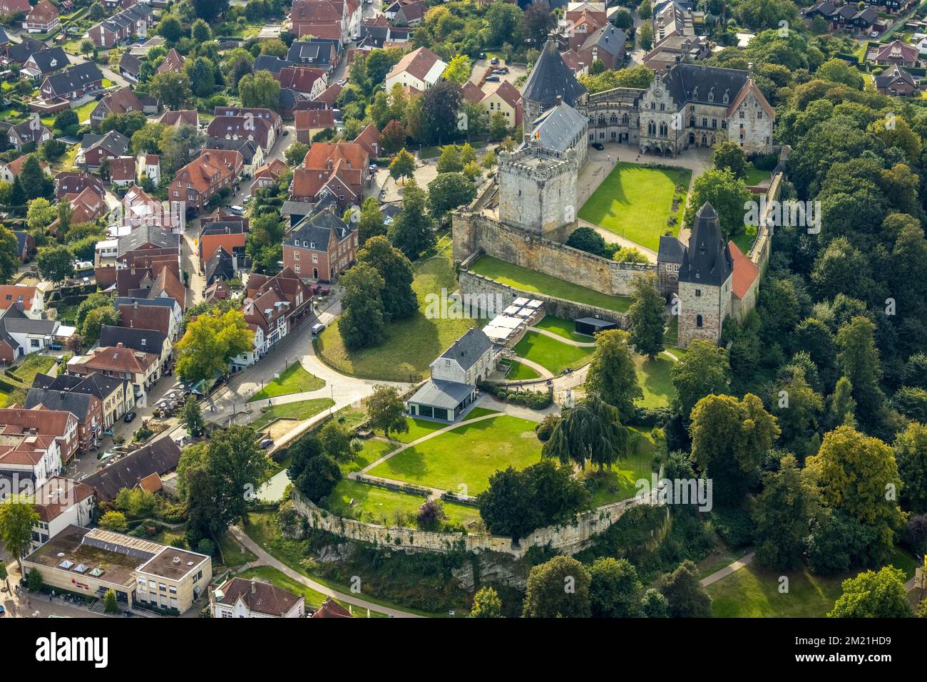 Aerial view, Bentheim Castle in Bad Bentheim, Münsterland, Lower Saxony