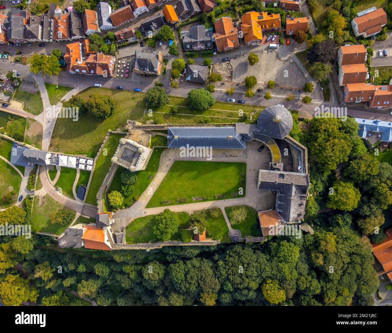 Aerial view, Bentheim Castle in Bad Bentheim, Münsterland, Lower Saxony