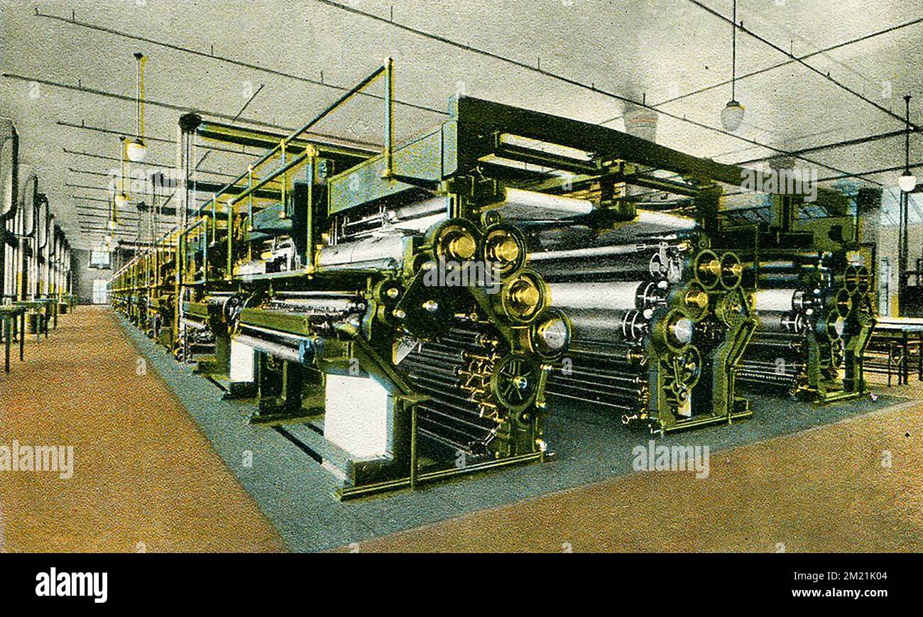The Detroit News Newspaper pressroom. Photo from the 1920s. Stock Photo