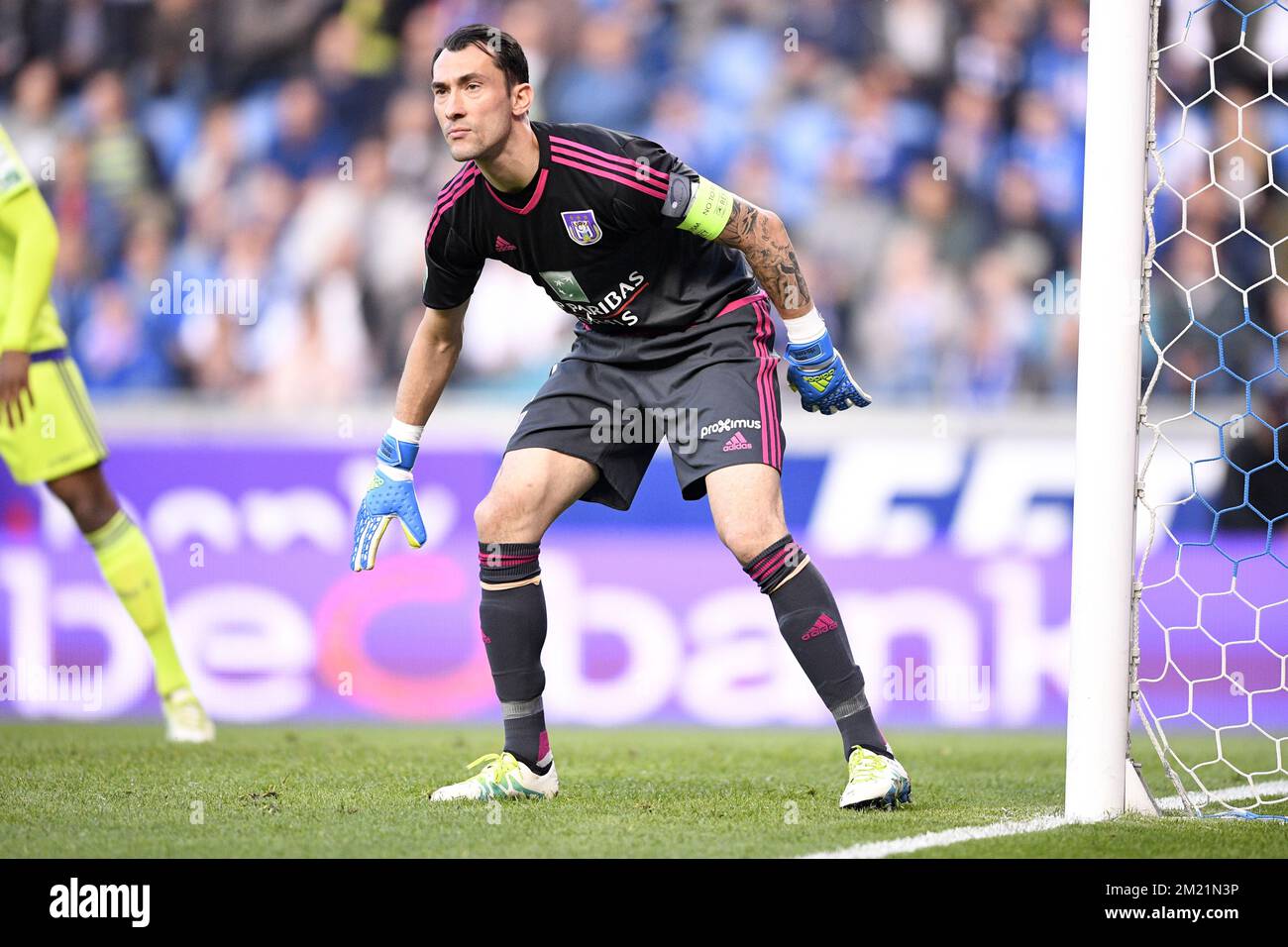 Anderlecht's goalkeeper Silvio Proto pictured during the Jupiler Pro League match between KRC Genk and RSC Anderlecht, in Genk, Thursday 19 May 2016, on day 9 of the Play-off 1 of the Belgian soccer championship.  Stock Photo