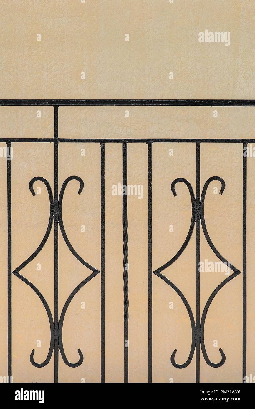 Iron black architectural geometric metal vertical element, decorative