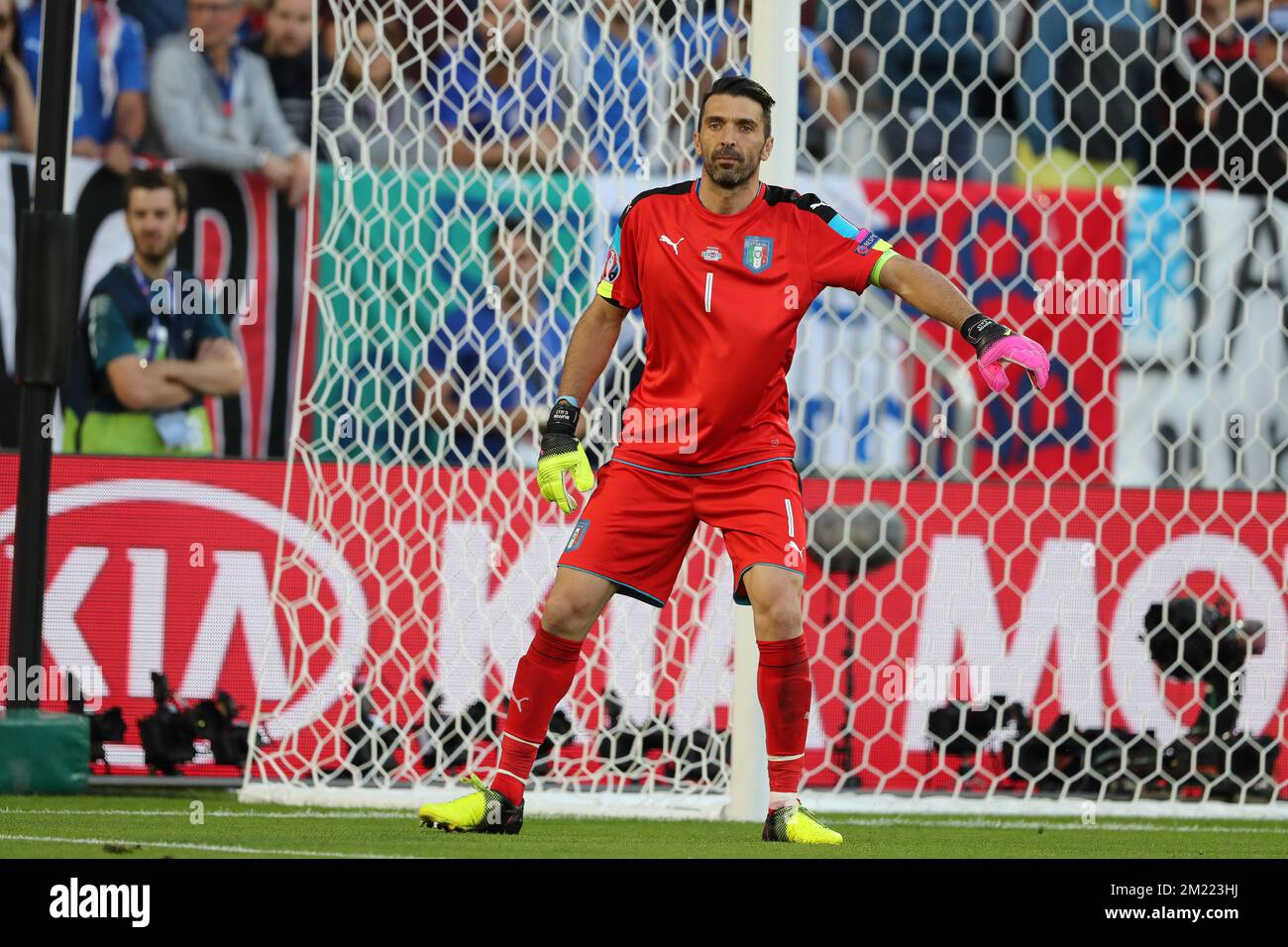Italy's goalkeeper Gianluigi Buffon pictured during a soccer game between German team and Italian team, in the quarter-finals of the UEFA Euro 2016 European Championships, on Friday 01 July 2016, in Bordeaux, France.  Stock Photo