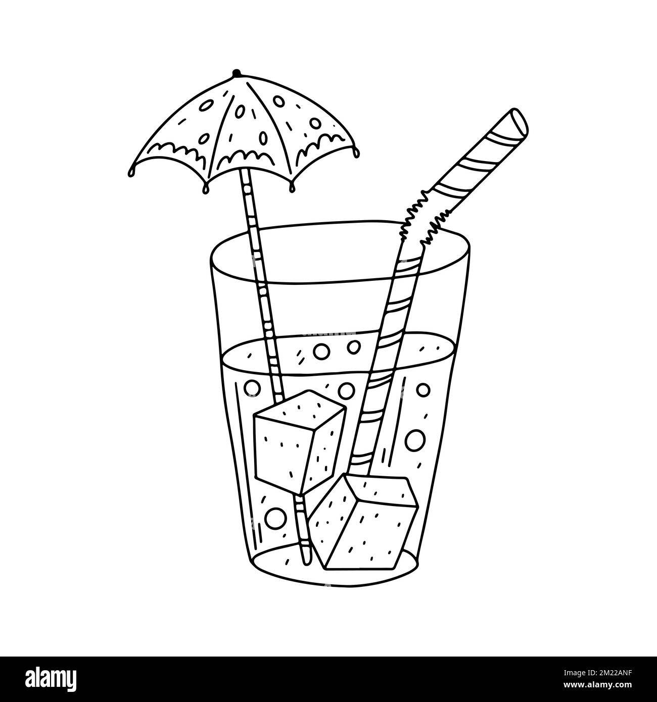 Tequila and soda in hand drawn doodle style. Cold drink vector