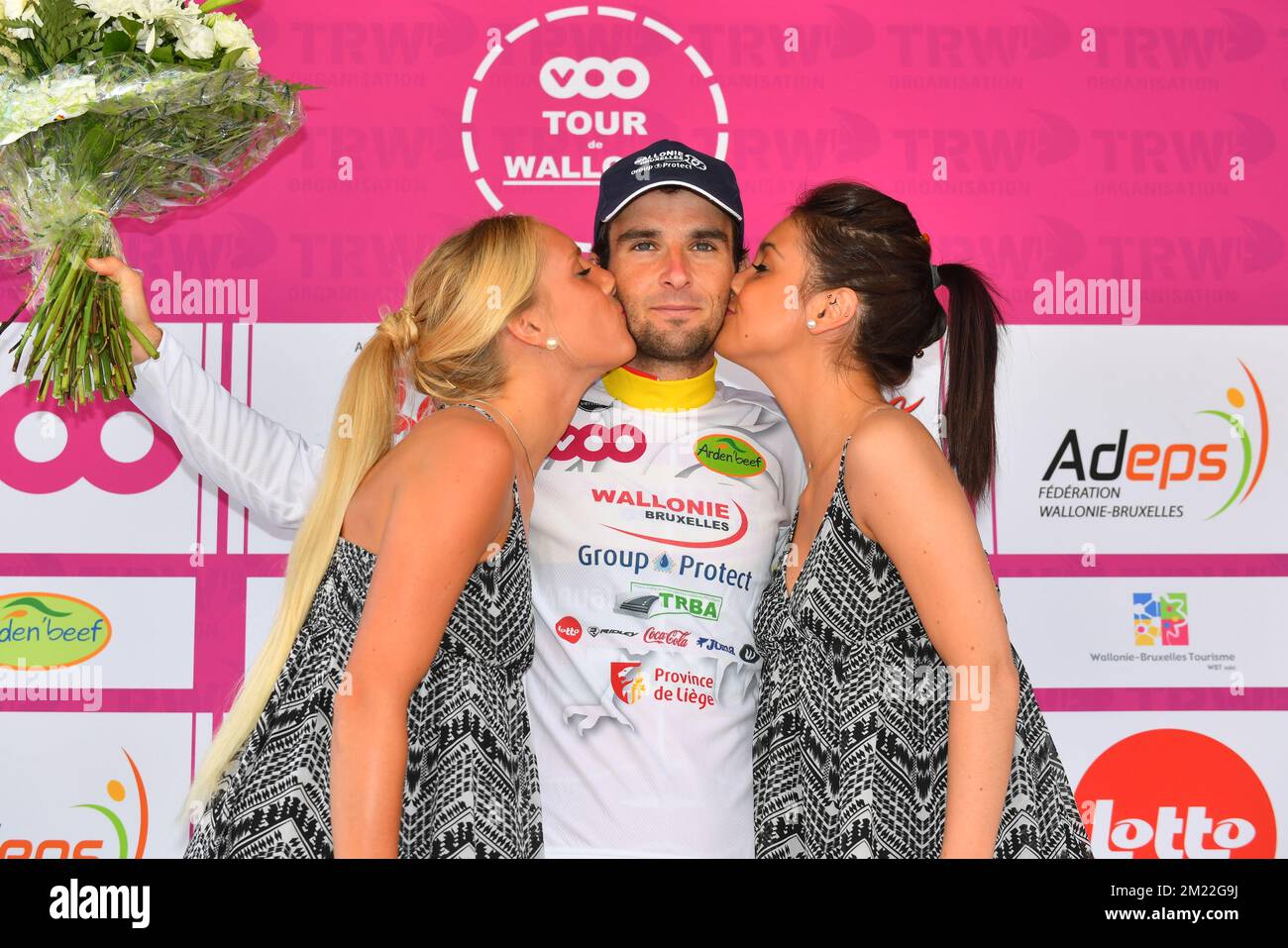 Belgian Baptiste Planckaert of team WAllonieBruxelles, celebrates on