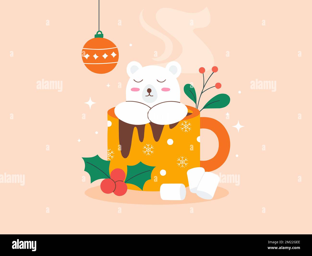 Funny Santa Claus Merry Christmas Happy New Year Celebration Snowman Cute Cat psycho Santa Gift Postcard Website illustration Stock Photo