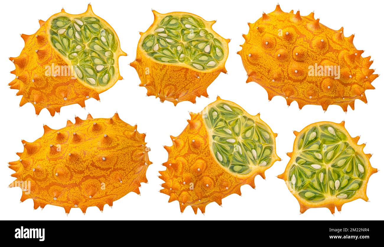 Kiwano isolated on white background with clipping path, collection Stock Photo