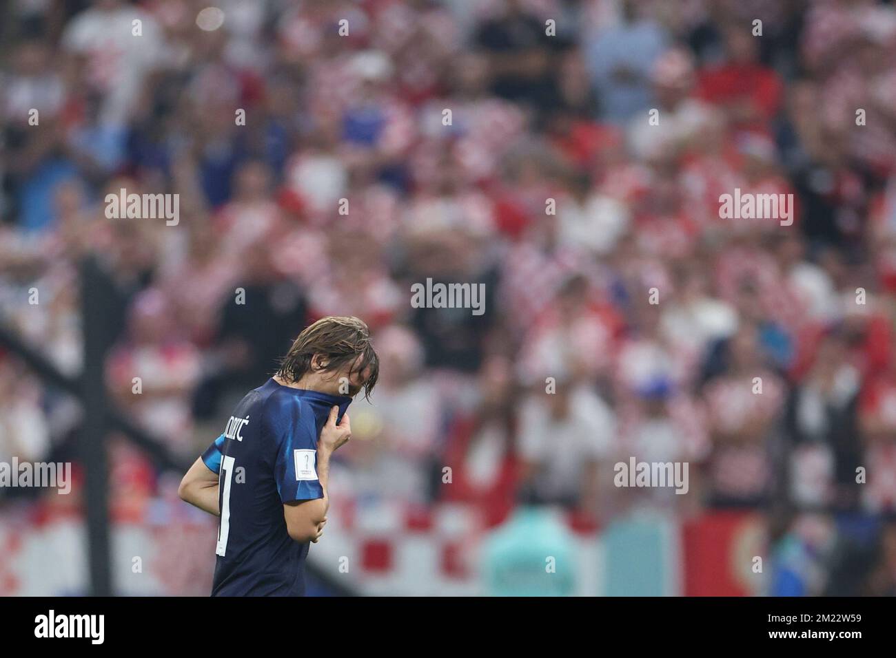 Lusail, Qatar. 13th Dec, 2022. Luka Modric of Croatia reacts after ...
