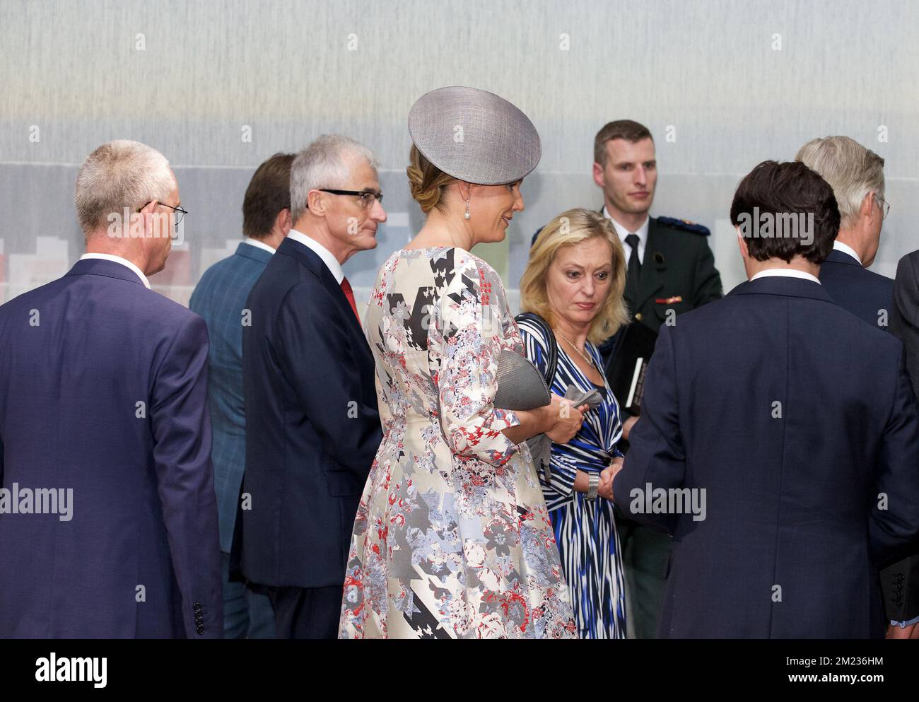 Queen Mathilde of Belgium pictured at the opening day of 'Frankfurter Buchmesse' Dutch and Flemish pavillon by both countries royals, Tuesday 18 October 2016, in Frankfurt, Germany. Flanders and the Netherlands together will are the Guest of Honour at the Frankfurt Book Fair with the slogan 'Dit is wat we delen' - 'This is what we share' from 19 to 23 October. BELGA PHOTO NICOLAS MAETERLINCK Stock Photo