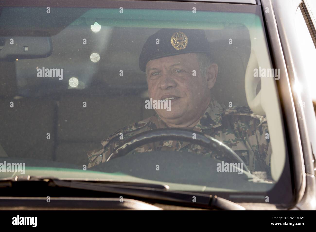 King Abdullah II of Jordan pictured during a visit at the Al Azraq Air force base, part of a