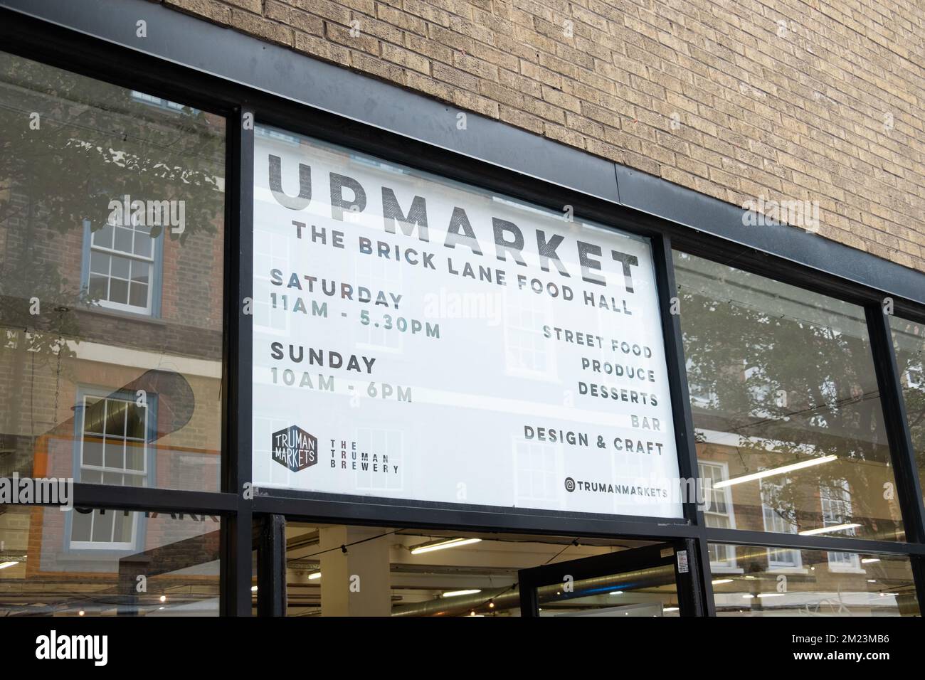 London July, 2021 Upmarket, an indoor market in the Old Truman