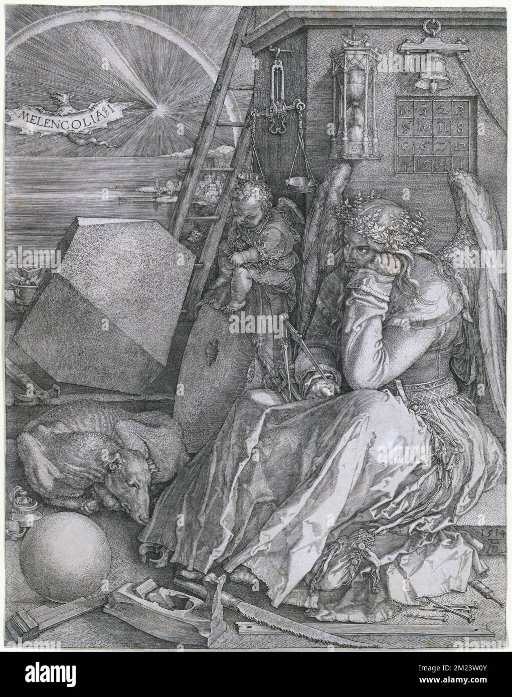 Melencolia I (1514), engraving by Albrecht Dürer Stock Photo