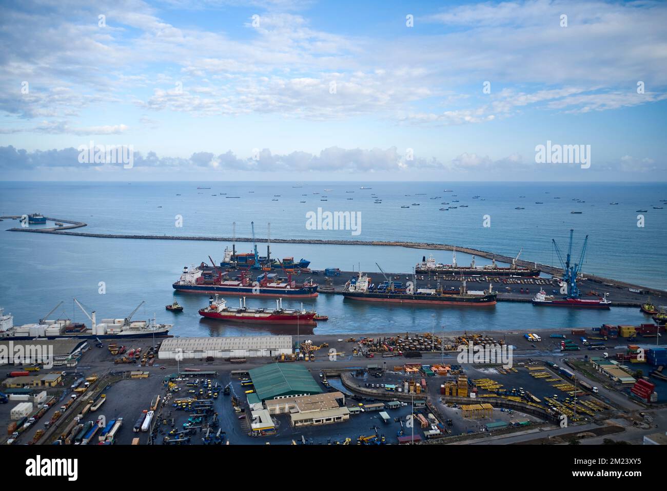 A bird's eye view of the Tema port in Ghana Stock Photo Alamy