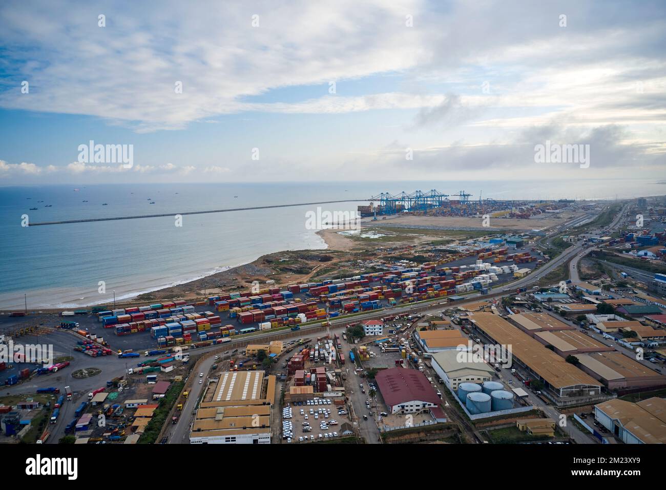 A bird's eye view of the Tema port in Ghana Stock Photo Alamy