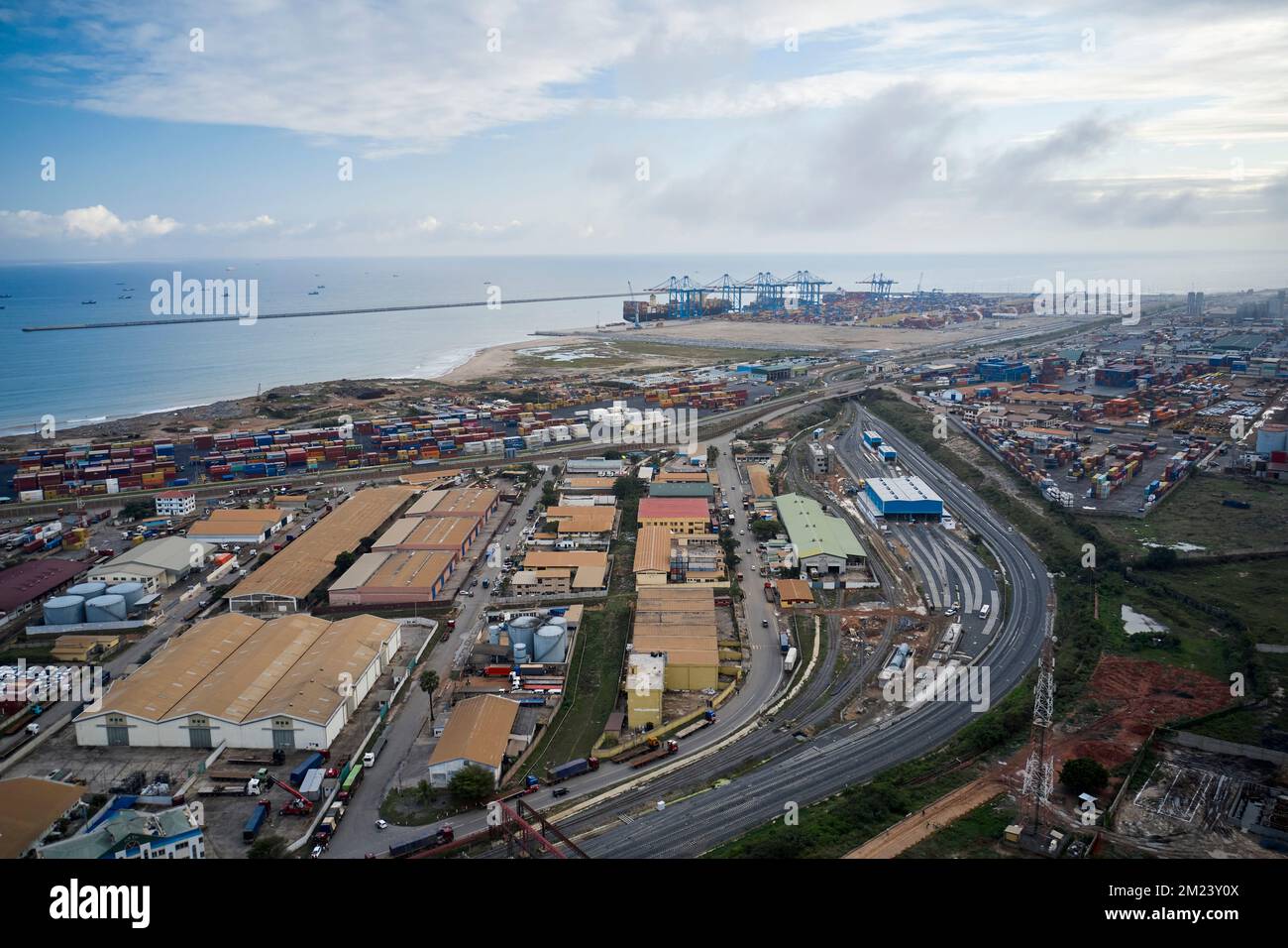 A bird's eye view of the Tema port in Ghana Stock Photo Alamy