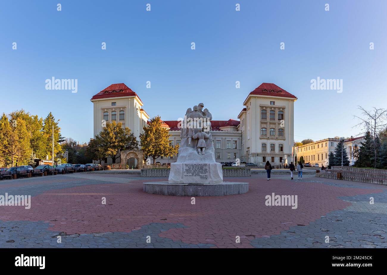 A picture of the Unity Monument and the Grigore T. Popa University of Medicine and Pharmacy in A picture of the Unity Monument and the Grigore T. Popa University of Medicine and Pharmacy in