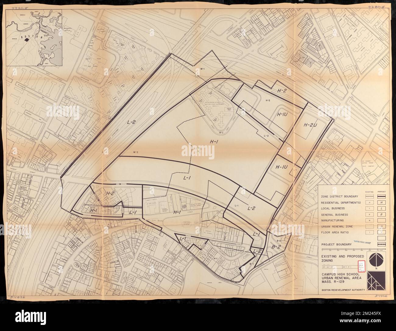 Campus High School urban renewal area Mass. r129 existing and