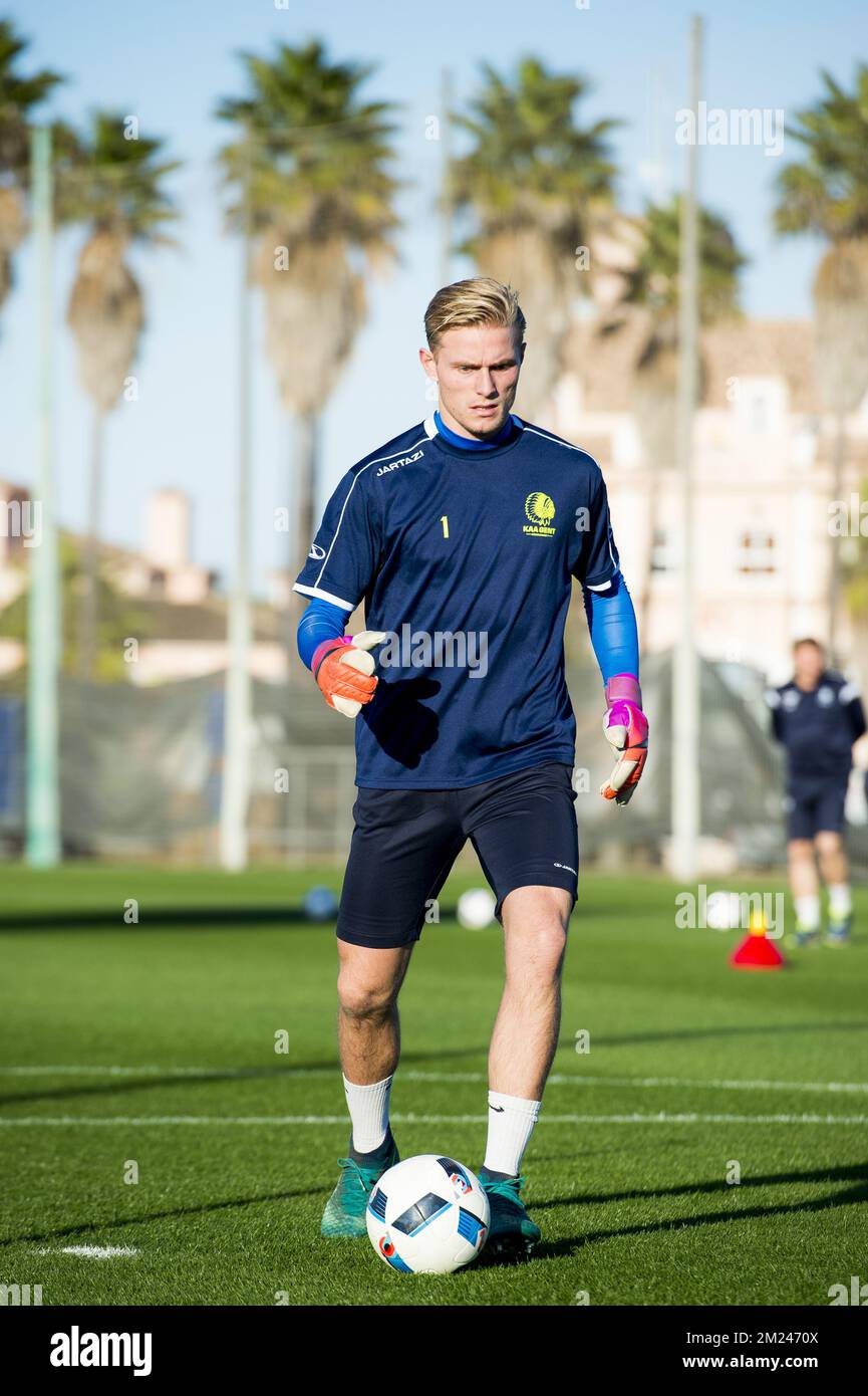 Gent's goalkeeper Jacob Rinne pictured in action during the first day ...