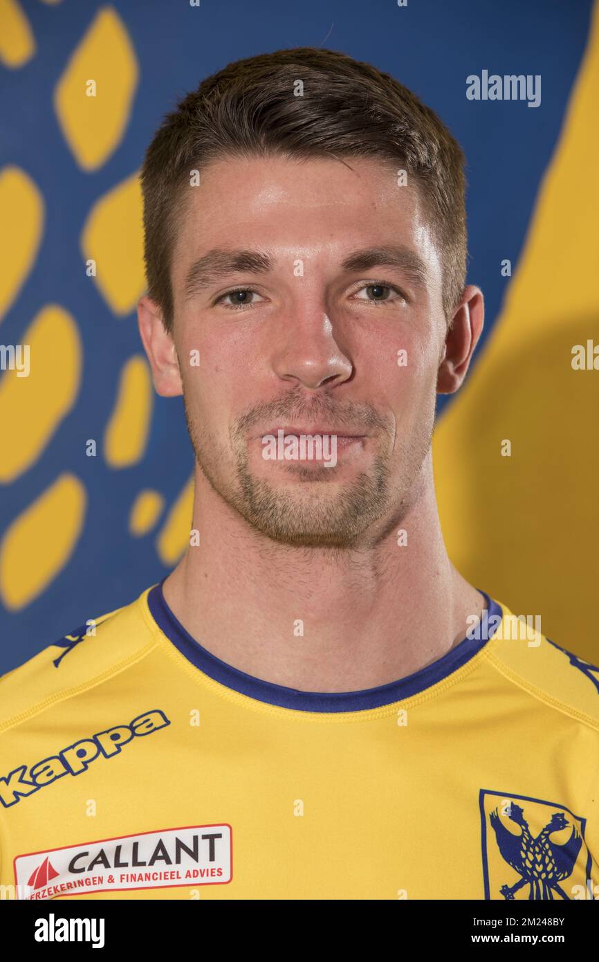 Brandon Mechele poses for the photographer at a press conference of