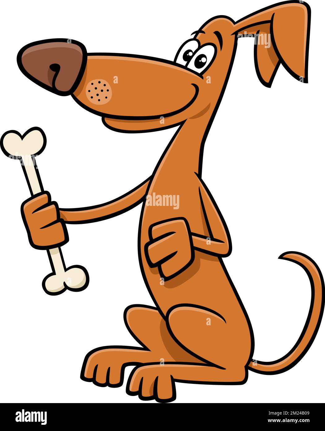 Cartoon illustration of funny brown dog comic animal character with dog