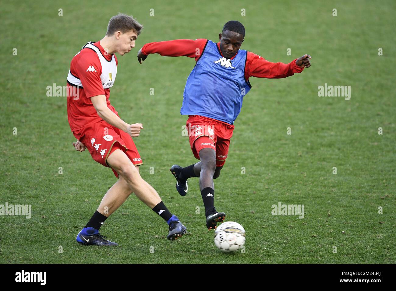 Standard's Reno Wilmots and Standard's Ibrahima Bah pictured during the second day of the winter training camp of Belgian first division soccer team Standard de Liege, in Marbella, Spain, Monday 09 January 2017. BELGA PHOTO YORICK JANSENS Stock Photo