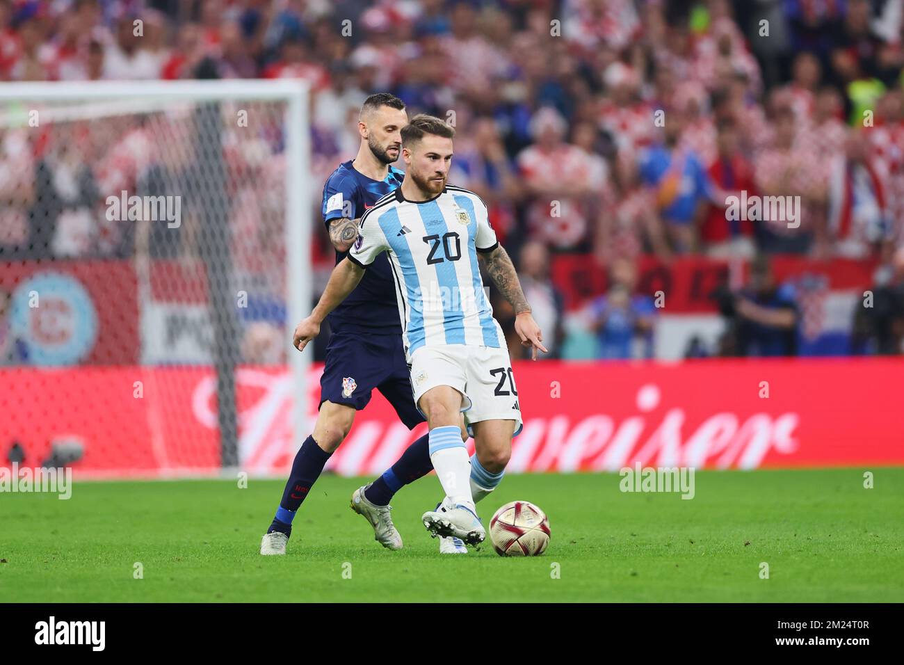 Lusail Iconic Stadium, Lusail, Qatar. 18th Dec, 2022. FIFA World Cup  Football Final Argentina versus France; Alexis Mac Allister of Argentina  lifts the world cup trophy Credit: Action Plus Sports/Alamy Live News