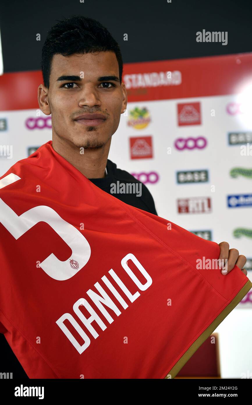 Standard's Danilo Barbosa poses for the photographer during a press conference of Belgian soccer team Standard de Liege to announce their latest transfer, Wednesday 01 February 2017, in Liege. Danilo Barbosa da Silva, simply known as Danilo, is a Brazilian defensive midfielder coming over from Braga on a loan deal. BELGA PHOTO ERIC LALMAND Stock Photo