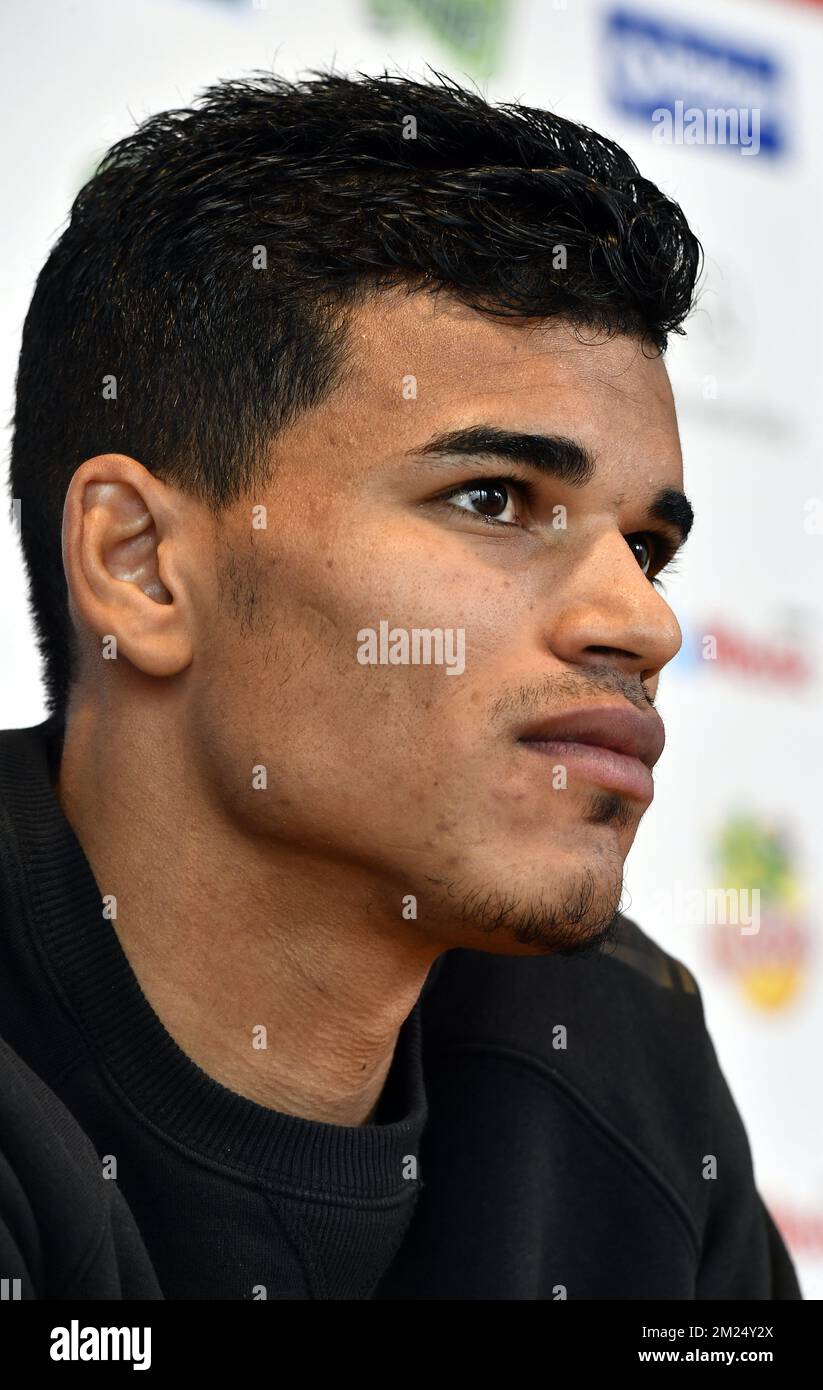 Standard's Danilo Barbosa pictured during a press conference of Belgian soccer team Standard de Liege to announce their latest transfer, Wednesday 01 February 2017, in Liege. Danilo Barbosa da Silva, simply known as Danilo, is a Brazilian defensive midfielder coming over from Braga on a loan deal. BELGA PHOTO ERIC LALMAND Stock Photo