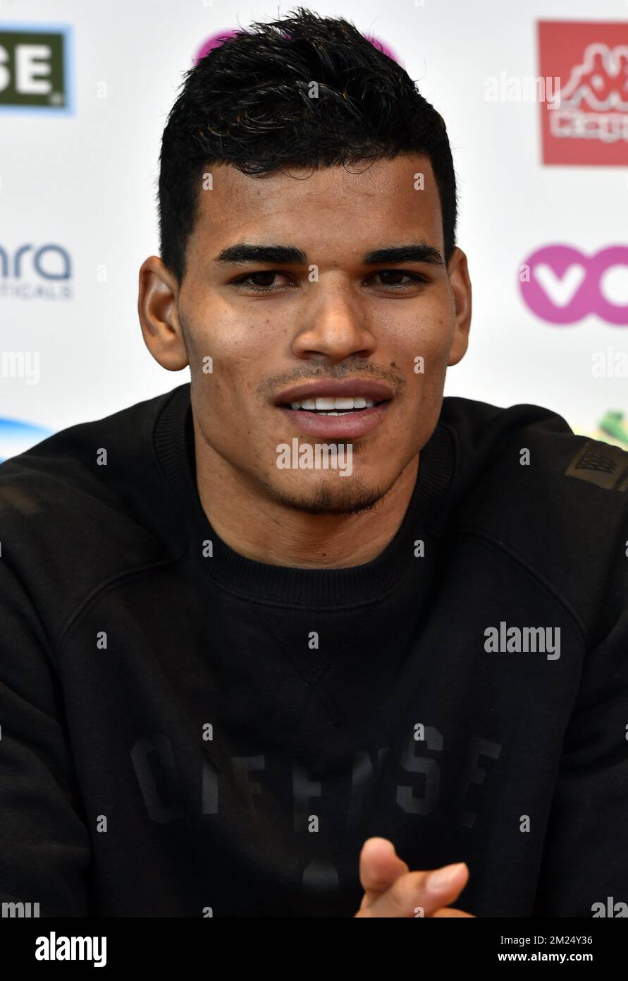 Standard's Danilo Barbosa pictured during a press conference of Belgian soccer team Standard de Liege to announce their latest transfer, Wednesday 01 February 2017, in Liege. Danilo Barbosa da Silva, simply known as Danilo, is a Brazilian defensive midfielder coming over from Braga on a loan deal. BELGA PHOTO ERIC LALMAND Stock Photo