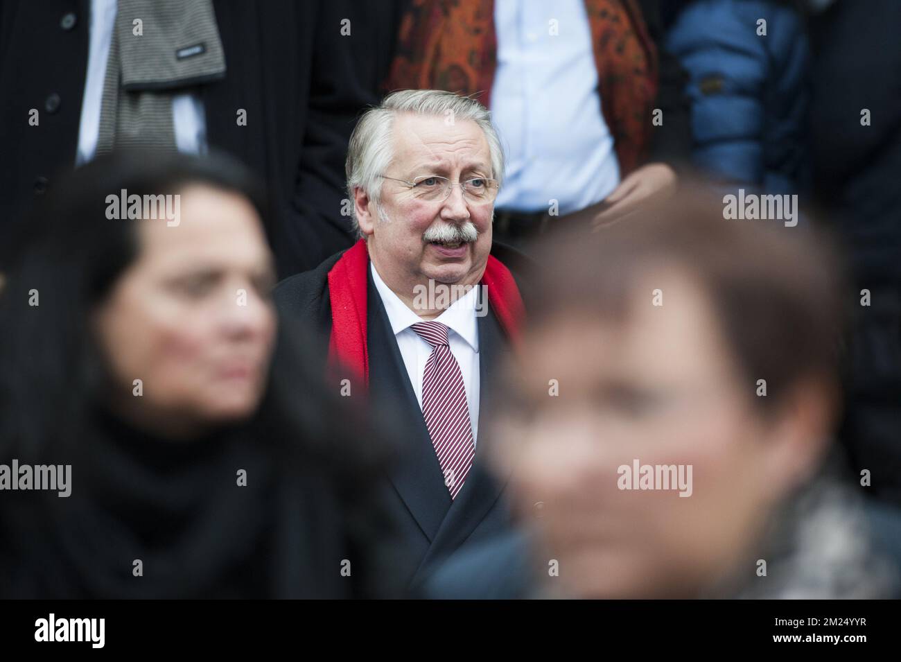 MR's Jean-Jacques Flahaux pictured during the farewell ceremony for former mayor of Seraing and PS politician Gaston Onkelinx who died at the age of 84, on Friday 03 February 2017, in Ougree. BELGA PHOTO NICOLAS LAMBERT Stock Photo