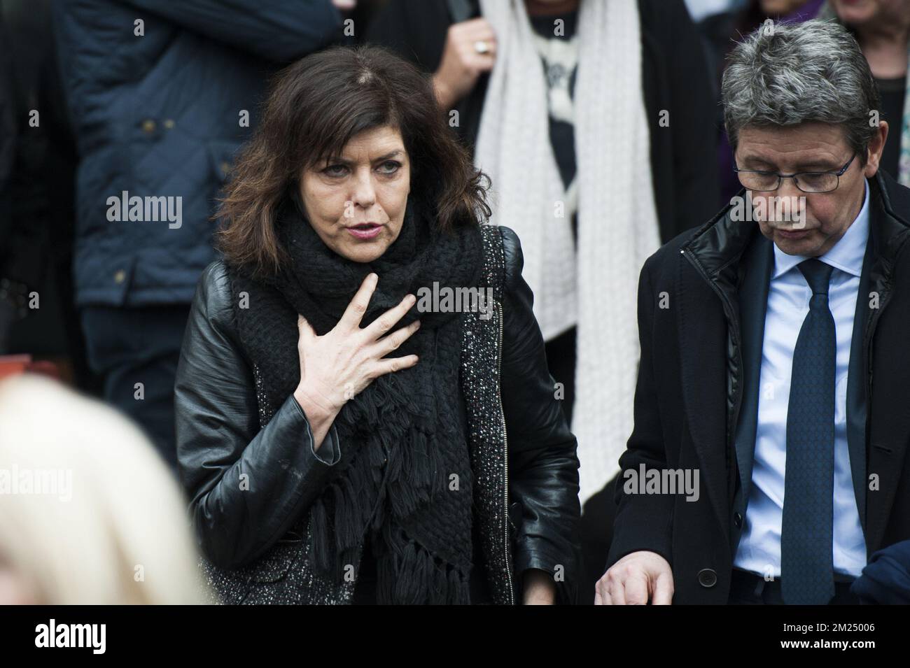 cdH's Joelle Milquet pictured during the farewell ceremony for former mayor of Seraing and PS politician Gaston Onkelinx who died at the age of 84, on Friday 03 February 2017, in Ougree. BELGA PHOTO NICOLAS LAMBERT Stock Photo