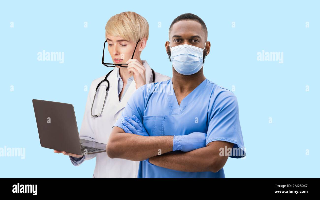 Doctors In Uniform Medical Workers Portraits. Collage With Multiethnic Male And Female ...