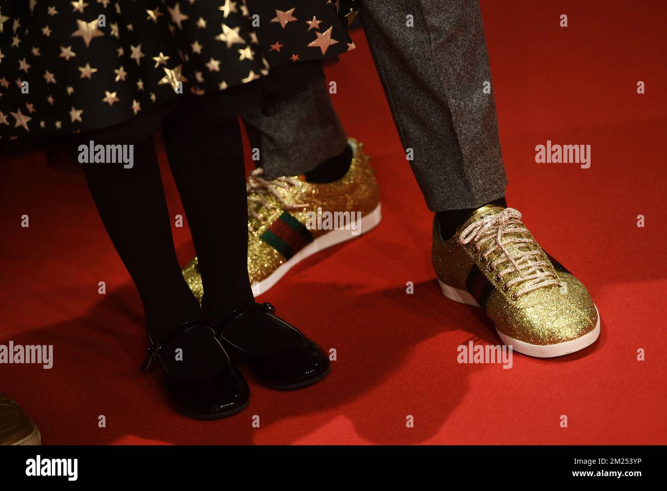 Illustration picture shows shoes pictured on the red carpet, arriving for  the 63th edition of the 'Golden Shoe' award ceremony, Wednesday 08 February  2017, in Lint. The Golden Shoe (Gouden Schoen /