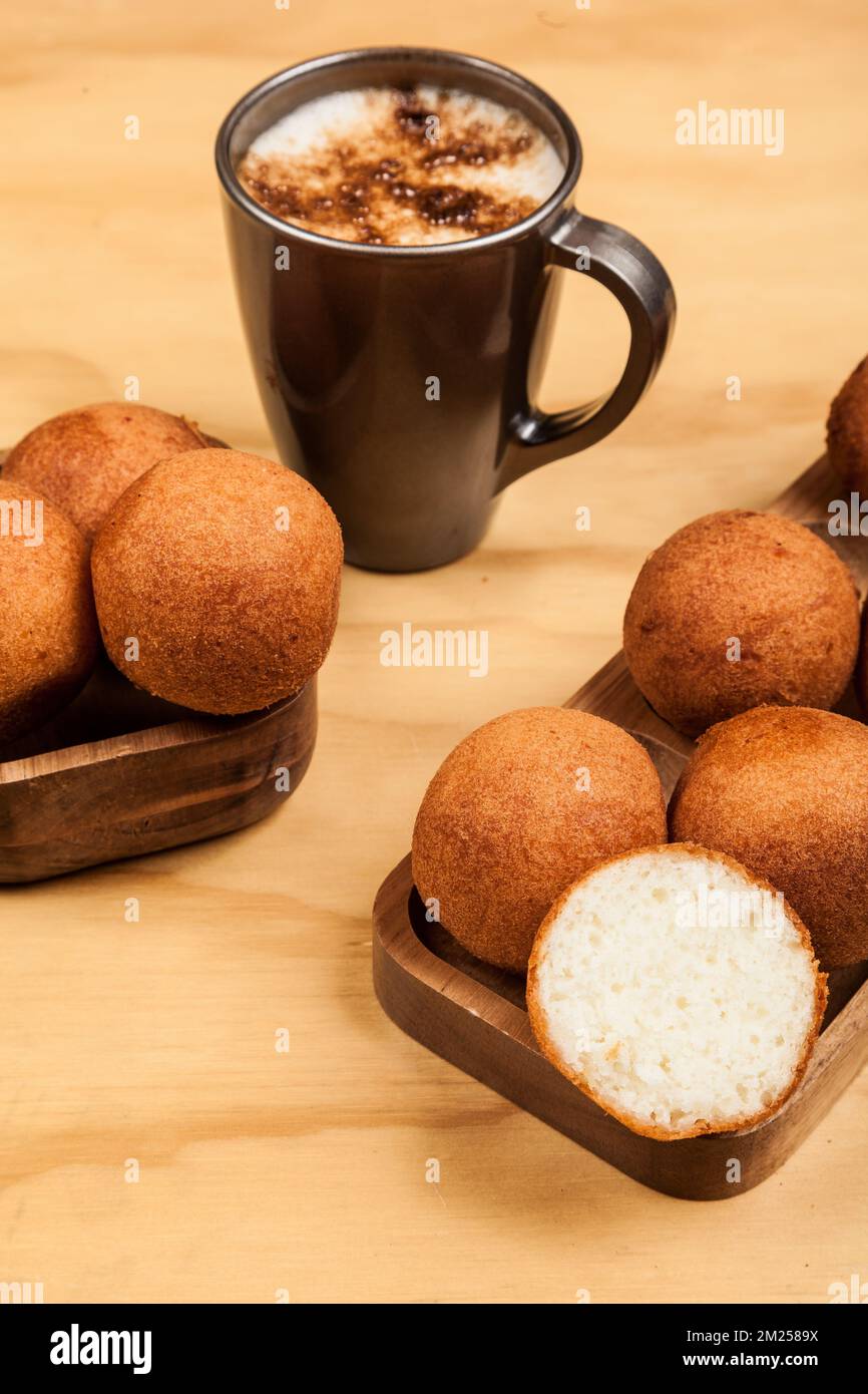 Buñuelos Colombian Traditional Food Deep Fried Cheese Bread Stock