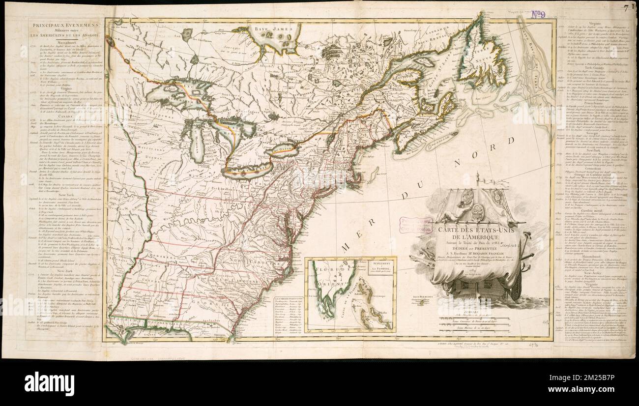 Carte des Etats Unis de l 39 Amerique - Carte Des Etats Unis De Lamerique Suivant Le Traite De Paix De 1783 United States History Revolution 1775 1783 Maps Early Works To 1800 Norman B Leventhal Map Center Collection 2M25B7P 