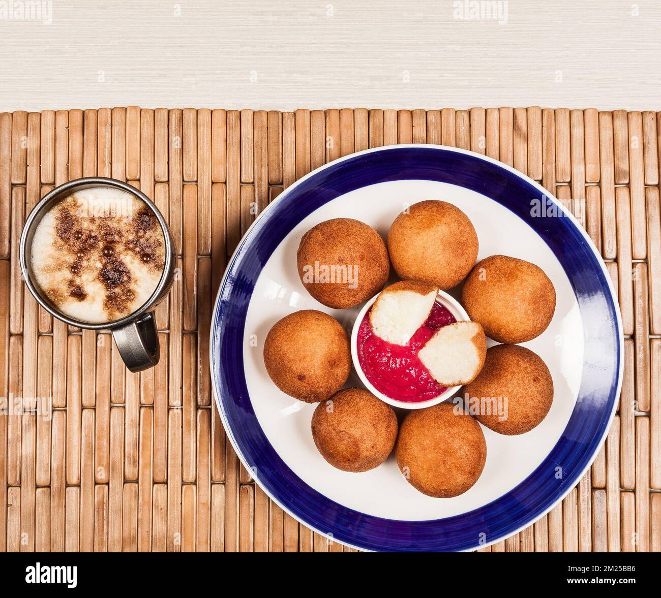 Buñuelos Colombian Traditional Food Deep Fried Cheese Bread Stock