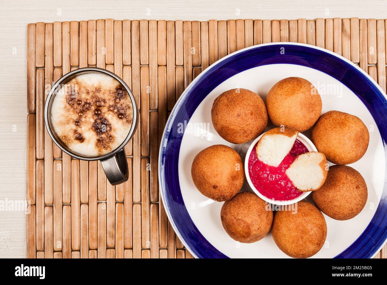 Buñuelos Colombian Traditional Food Deep Fried Cheese Bread Stock