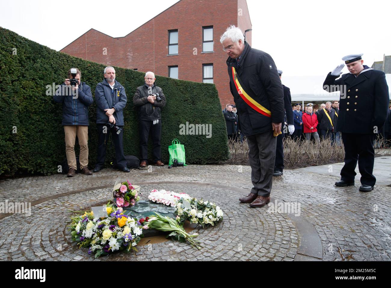 West-Flanders province governor Carl Decaluwe pictured during a tribute ceremony for the 30th anniversary of the Herald of Free Enterprise ferry disaster, on Monday 06 March 2017 in Zeebrugge. On 6 March 1987 the ferry left the harbor of Zeebrugge, bound for Dover with more than 450 passengers and 80 crew members on board. It capsized just outside the harbor. The disaster, which was caused by the failure to close the bow doors, cost the life of 194 people. BELGA PHOTO KURT DESPLENTER Stock Photo