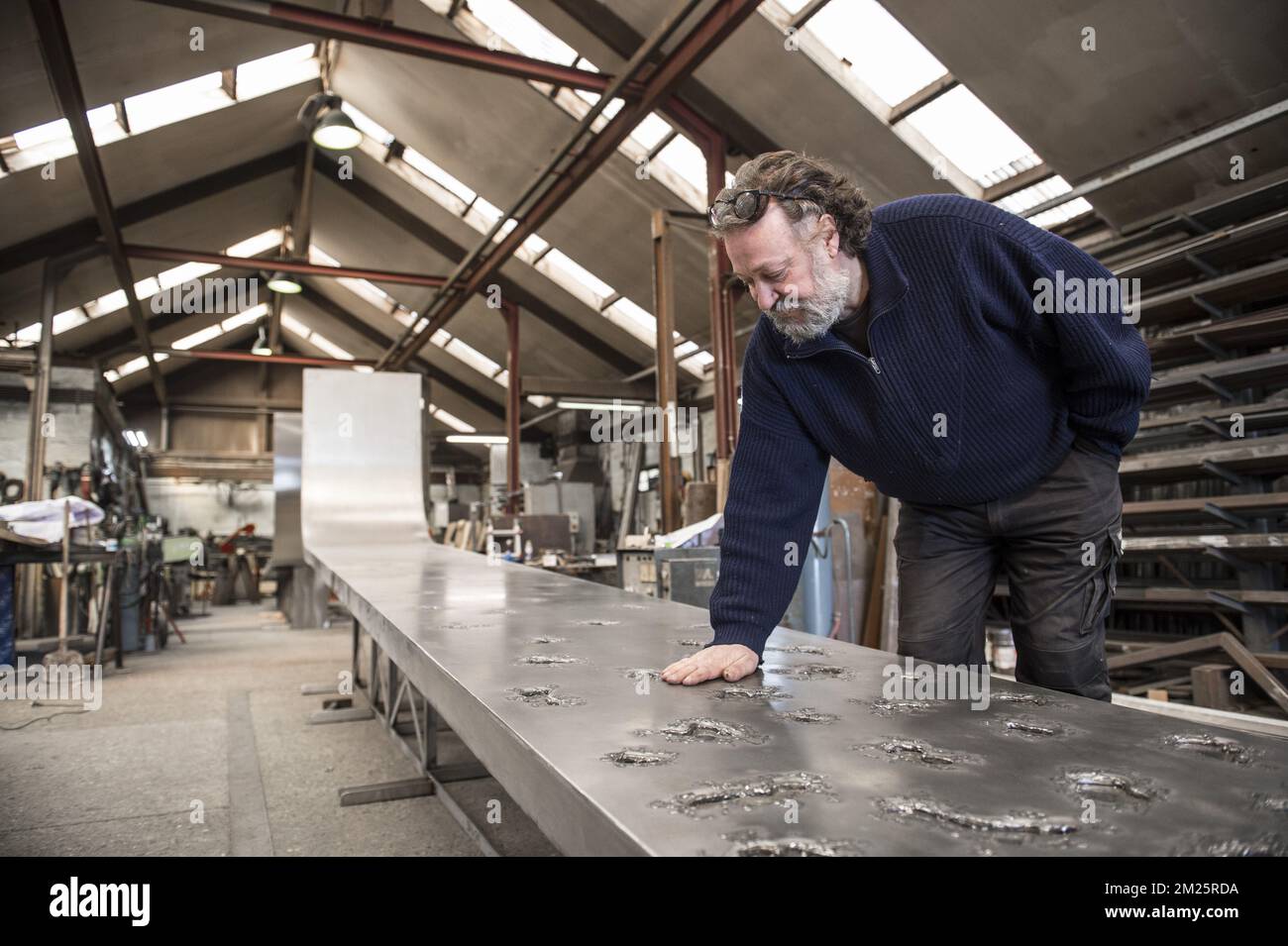 Belgian sculptor JeanHenri Compere pictured during a press moment on