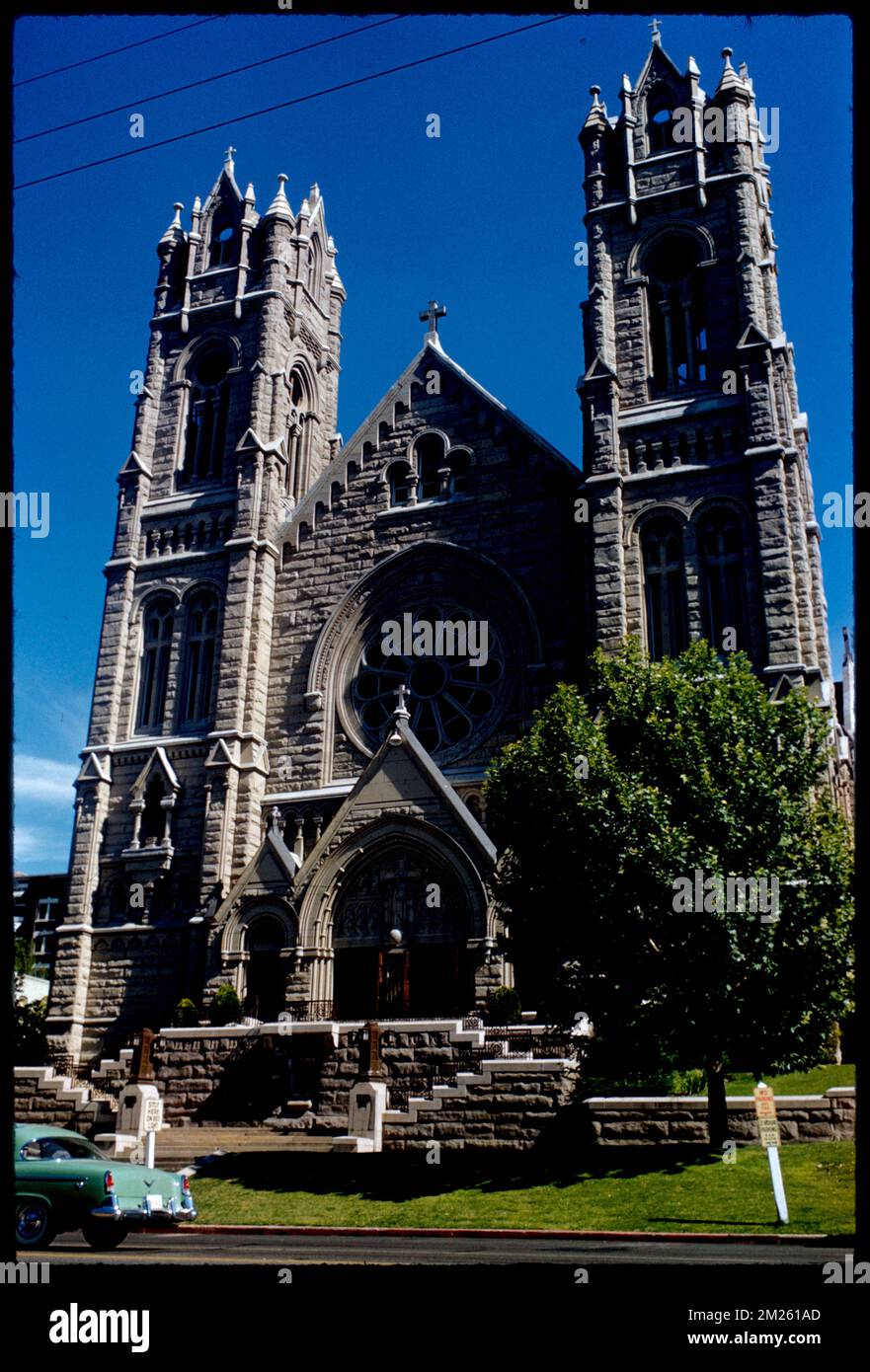 Cathedral of the Madeleine, Salt Lake City, Utah , Cathedrals, Cathedral of the Madeleine Salt Lake City, Utah. Edmund L. Mitchell Collection Stock Photo