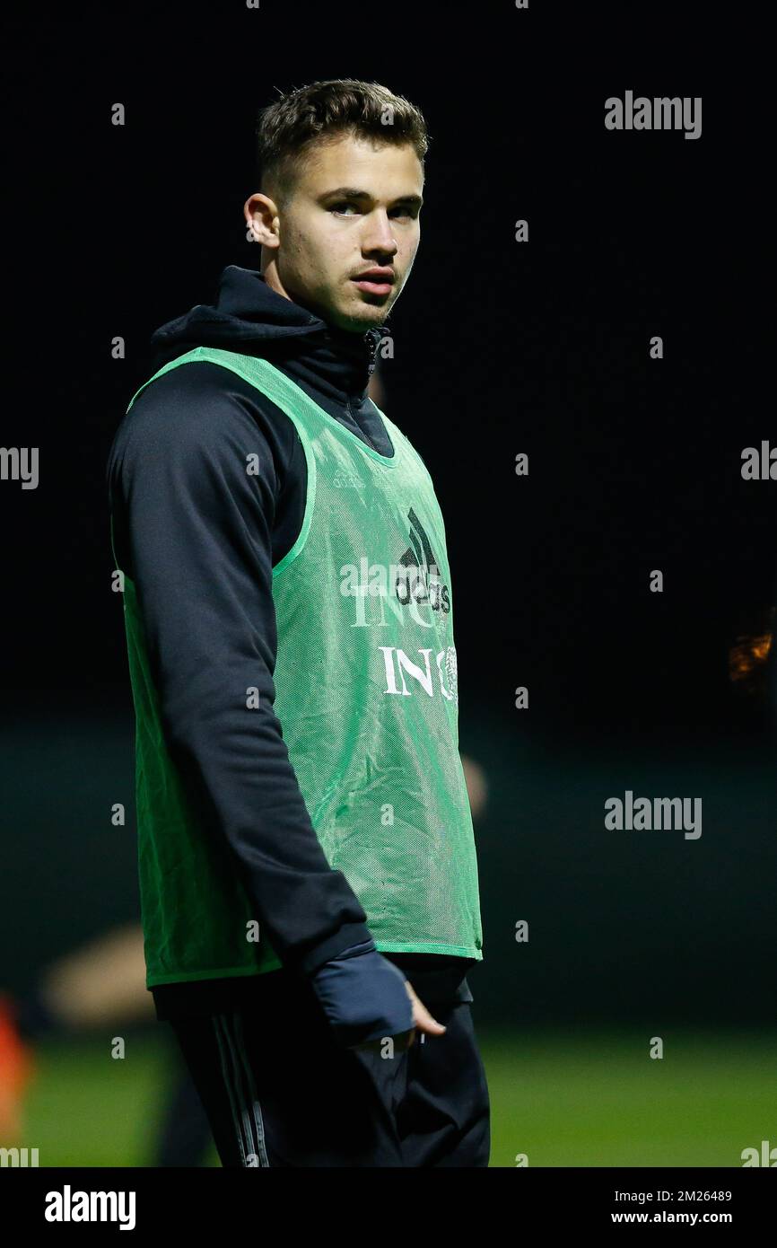 Belgium's Leander Dendoncker pictured during a training session of Belgian national soccer team