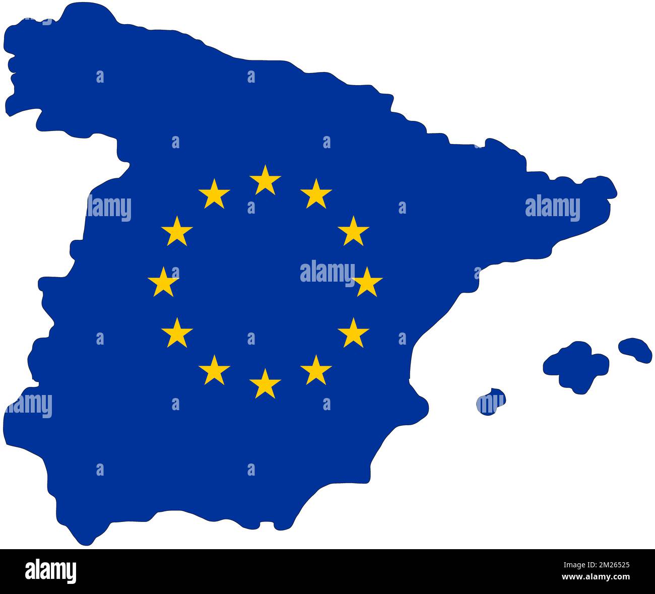 Map of Spain filled with European Union (EU) flag Stock Photo