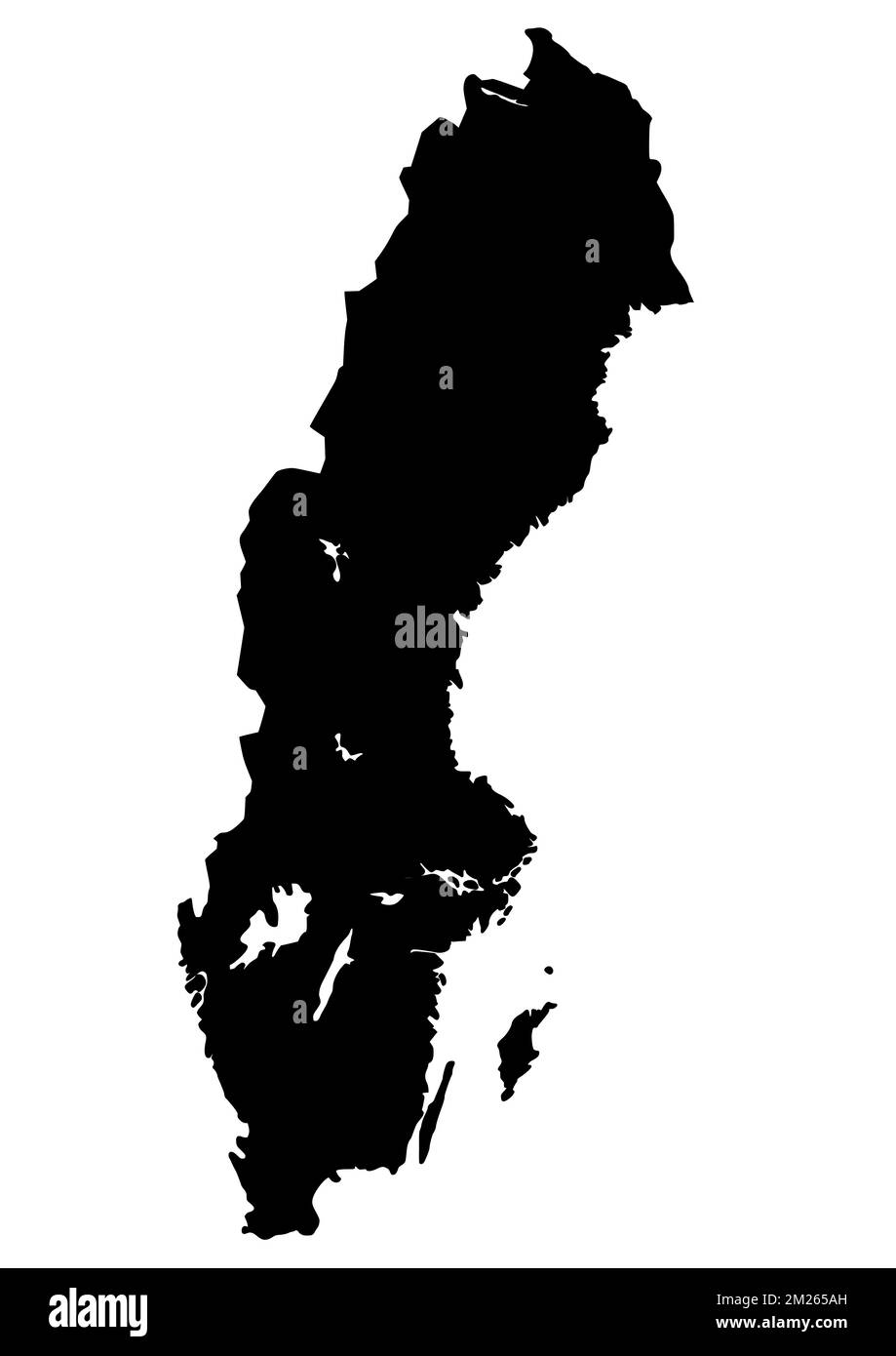 Map of Sweden filled with black color Stock Photo