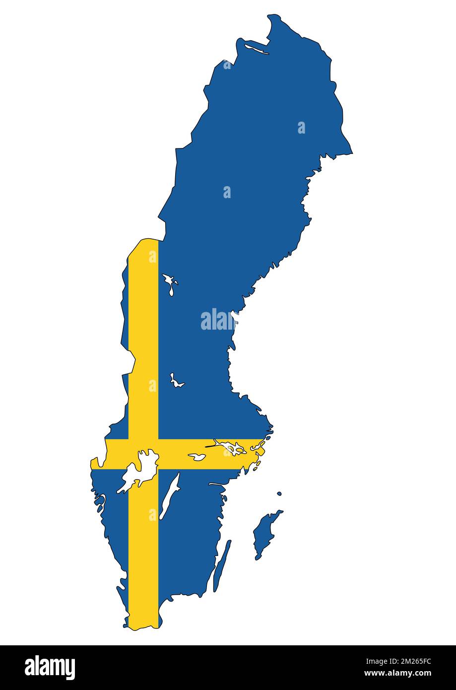 Map Of Sweden Filled With Official Flag Colors 2M265FC 